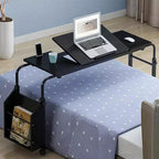 Acekool Overbed Table with Wheels, Adjustable Height & Length, Heavy-Duty Mobile Laptop Cart & Dining Table for Bedroom, Hospital, Home, Living Room