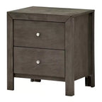 HomeStock Grey Nightstand 25x22x17 with Two Spacious Drawers, Compact Bedside Table for Bedroom Storage and Transitional Style Decor
