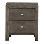 HomeStock Grey Nightstand 25x22x17 with Two Spacious Drawers, Compact Bedside Table for Bedroom Storage and Transitional Style Decor