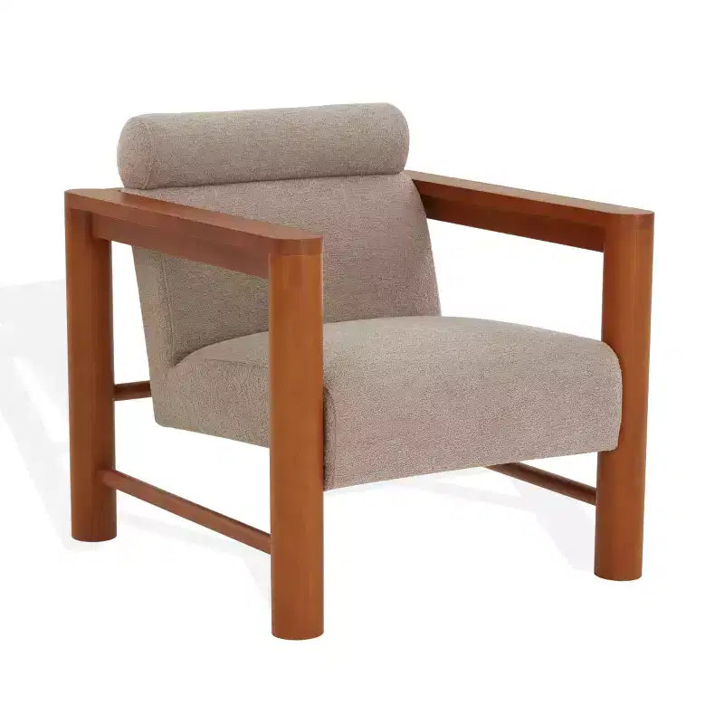 Nikolas Boucle Accent Chair - SFV4863 - Light Brown/Natural - Safavieh Couture