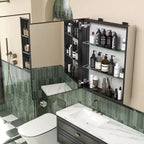 MAYEERTY 26 x 20in Modern Rectangular Bathroom Medicine Cabinets, Metal Framed Wall Mirror with Storage, Black