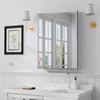 MAYEERTY 26 x 20in Modern Rectangular Bathroom Medicine Cabinets, Metal Framed Wall Mirror with Storage, Black