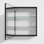 MAYEERTY 26 x 20in Modern Rectangular Bathroom Medicine Cabinets, Metal Framed Wall Mirror with Storage, Black