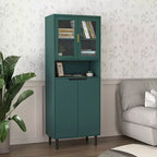 Okak Tall Bookshelf with Adjustable Board, Freestanding Storage Shelves with 4 Tempered Glass Doors, Display Case for Living Room, Office, Green