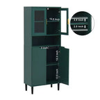 Okak Tall Bookshelf with Adjustable Board, Freestanding Storage Shelves with 4 Tempered Glass Doors, Display Case for Living Room, Office, Green