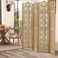 MAYEERTY 63*67 in Wood Room Divider Folding Privacy Screen Freestanding Partition for Indoor, 4-Panels, Brown