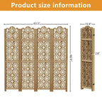 MAYEERTY Paravent en bois 63*67 pouces, Cloison pliable autoportante pour intérieur, 4 panneaux, Marron