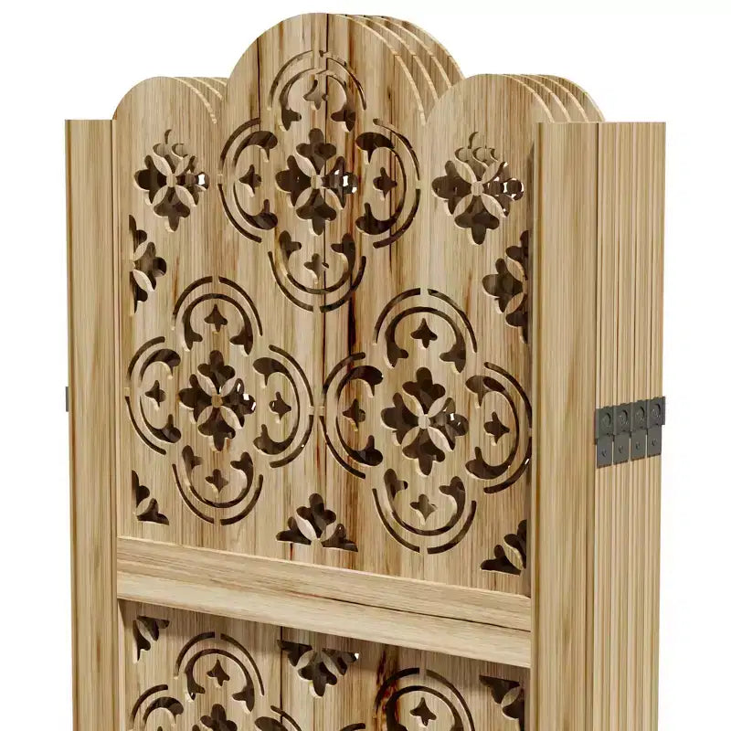 MAYEERTY Paravent en bois 63*67 pouces, Cloison pliable autoportante pour intérieur, 4 panneaux, Marron