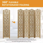 MAYEERTY Paravent en bois 63*67 pouces, Cloison pliable autoportante pour intérieur, 4 panneaux, Marron