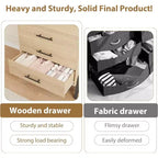 Acekool 46.6 Tall 4+2 Drawer Dresser - Robot Vacuum Friendly Storage, Natural Oak Finish for Bedroom & Entryway