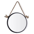 Danya B. Black Iron Framed Round Accent Mirror with Hanging Rope - 15 in. or 18 in.