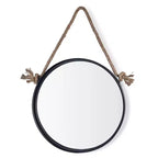Danya B. Black Iron Framed Round Accent Mirror with Hanging Rope - 15 in. or 18 in.