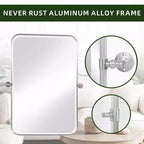 PexFix 36 x 24 Iron Rectangle Silver Pivot Wall Mirror Tilting Bathroom Vanity Mirror Metal Framed Adjustable Two-way mirror for Bedroom Living Room