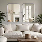 PexFix 36 x 24 Iron Rectangle Silver Pivot Wall Mirror Tilting Bathroom Vanity Mirror Metal Framed Adjustable Two-way mirror for Bedroom Living Room