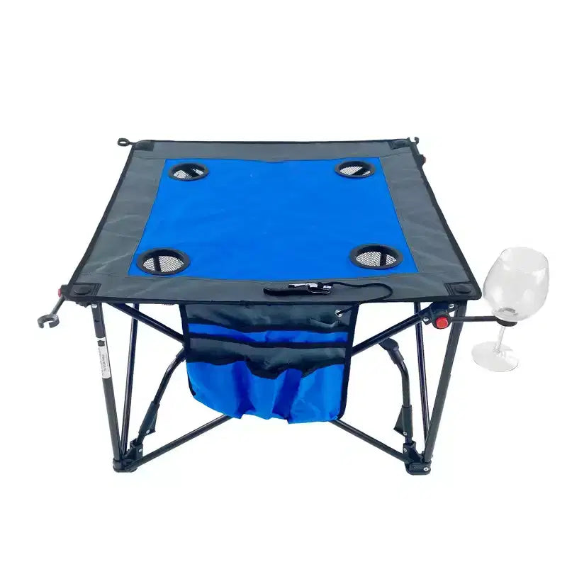 HOMLUX Portable Outdoor Adjustable Height Folding Wine Table with Cup Holders, Storage Bag