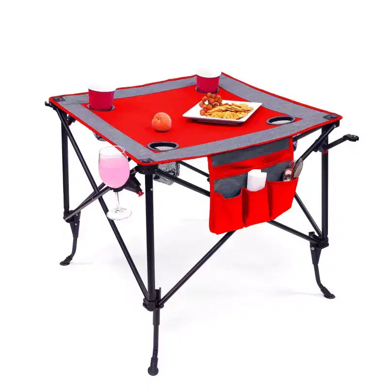 HOMLUX Portable Outdoor Adjustable Height Folding Wine Table with Cup Holders, Storage Bag
