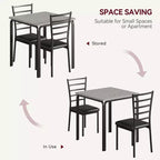Table de salle à manger avec 2 chaises, Ensemble de salle à manger avec siège rembourré, Ensemble de table de salle à manger, Table de cuisine, Petite table de salle à manger avec grain de bois, Pieds en métal