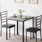 Table de salle à manger avec 2 chaises, Ensemble de salle à manger avec siège rembourré, Ensemble de table de salle à manger, Table de cuisine, Petite table de salle à manger avec grain de bois, Pieds en métal