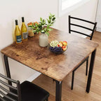 Table de salle à manger avec 2 chaises, Ensemble de salle à manger avec siège rembourré, Ensemble de table de salle à manger, Table de cuisine, Petite table de salle à manger avec grain de bois, Pieds en métal