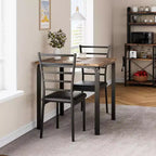 Table de salle à manger avec 2 chaises, Ensemble de salle à manger avec siège rembourré, Ensemble de table de salle à manger, Table de cuisine, Petite table de salle à manger avec grain de bois, Pieds en métal