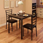 Table de salle à manger avec 2 chaises, Ensemble de salle à manger avec siège rembourré, Ensemble de table de salle à manger, Table de cuisine, Petite table de salle à manger avec grain de bois, Pieds en métal
