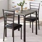 Table de salle à manger avec 2 chaises, Ensemble de salle à manger avec siège rembourré, Ensemble de table de salle à manger, Table de cuisine, Petite table de salle à manger avec grain de bois, Pieds en métal