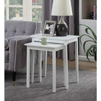 HomeStock Belmont Three Tier End Table with Hidden Storage Drawer, Open Shelves and Nickel Knob Perfect for Organizing Accessories