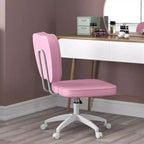 Okak Mignonne chaise de bureau sans accoudoirs, chaise de bureau à roulettes et hauteur réglable, petite chaise de coiffeuse pour bureau, maison, rose
