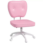 Okak Mignonne chaise de bureau sans accoudoirs, chaise de bureau à roulettes et hauteur réglable, petite chaise de coiffeuse pour bureau, maison, rose