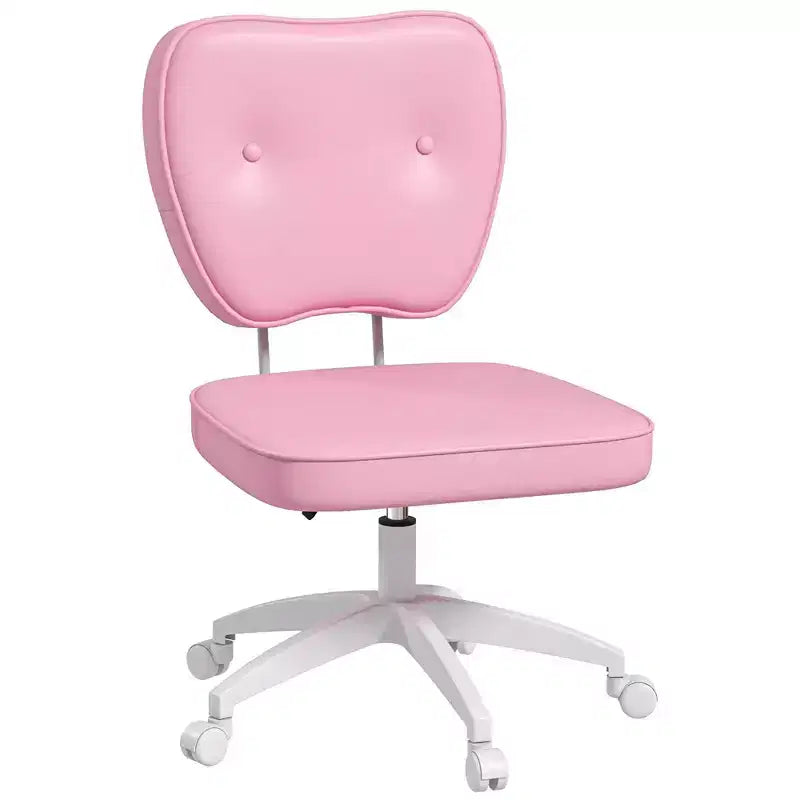 Okak Mignonne chaise de bureau sans accoudoirs, chaise de bureau à roulettes et hauteur réglable, petite chaise de coiffeuse pour bureau, maison, rose
