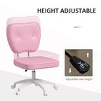 Okak Mignonne chaise de bureau sans accoudoirs, chaise de bureau à roulettes et hauteur réglable, petite chaise de coiffeuse pour bureau, maison, rose