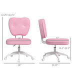 Okak Mignonne chaise de bureau sans accoudoirs, chaise de bureau à roulettes et hauteur réglable, petite chaise de coiffeuse pour bureau, maison, rose