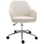 Chaise de bureau Okak à dossier mi-haut, fauteuil de bureau réglable en hauteur, chaise rembourrée confortable pour salon, bureau, étude, beige