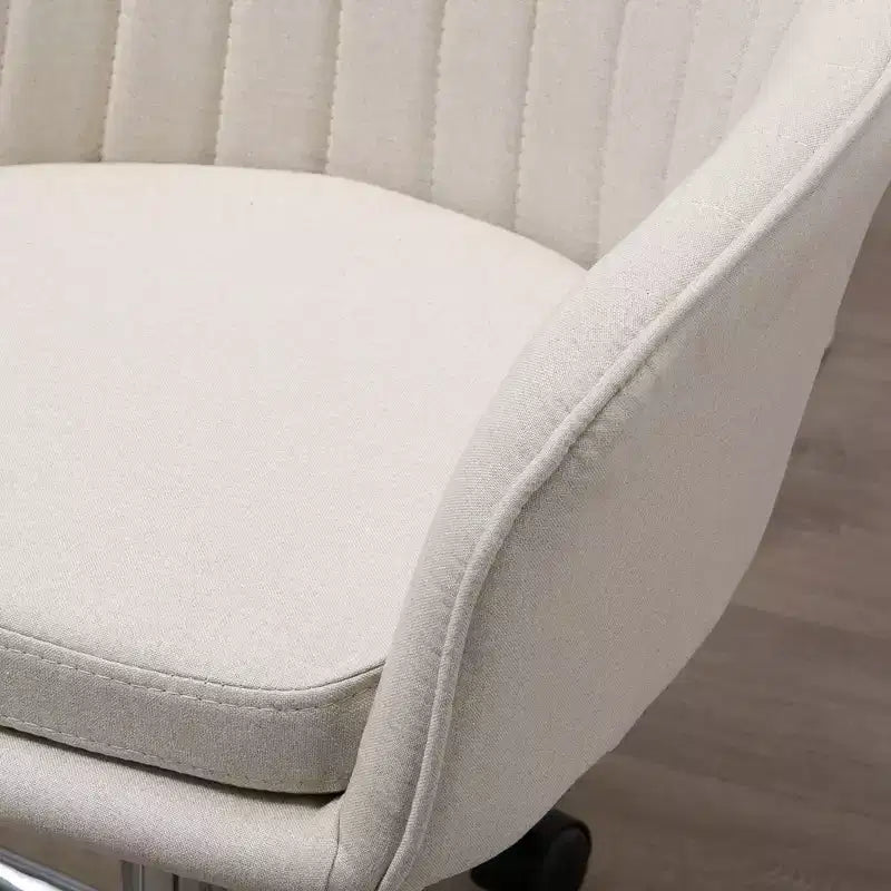 Chaise de bureau Okak à dossier mi-haut, fauteuil de bureau réglable en hauteur, chaise rembourrée confortable pour salon, bureau, étude, beige