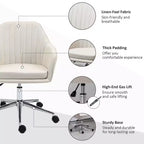 Chaise de bureau Okak à dossier mi-haut, fauteuil de bureau réglable en hauteur, chaise rembourrée confortable pour salon, bureau, étude, beige
