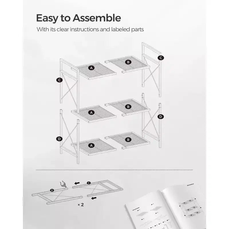 3-Tier Rolling Storage Cart, All-Metal Frame with X-Braced Sides and Wire Mesh Shelves, 31.5 Wide Mobile Organizer with Locking Casters