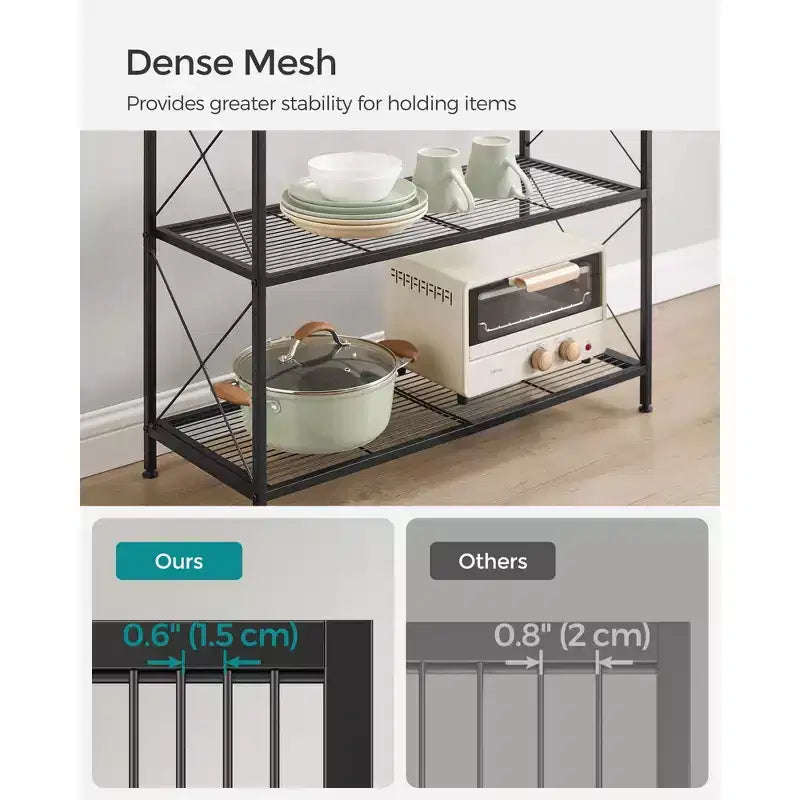 3-Tier Rolling Storage Cart, All-Metal Frame with X-Braced Sides and Wire Mesh Shelves, 31.5 Wide Mobile Organizer with Locking Casters