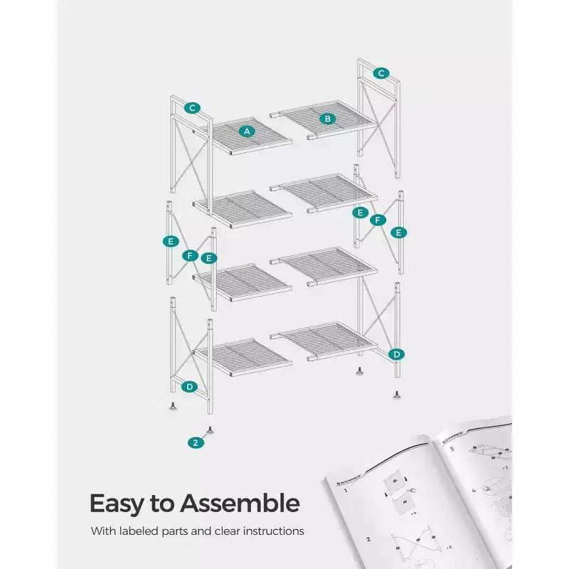 3-Tier Rolling Storage Cart, All-Metal Frame with X-Braced Sides and Wire Mesh Shelves, 31.5 Wide Mobile Organizer with Locking Casters