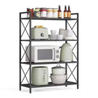 3-Tier Rolling Storage Cart, All-Metal Frame with X-Braced Sides and Wire Mesh Shelves, 31.5 Wide Mobile Organizer with Locking Casters