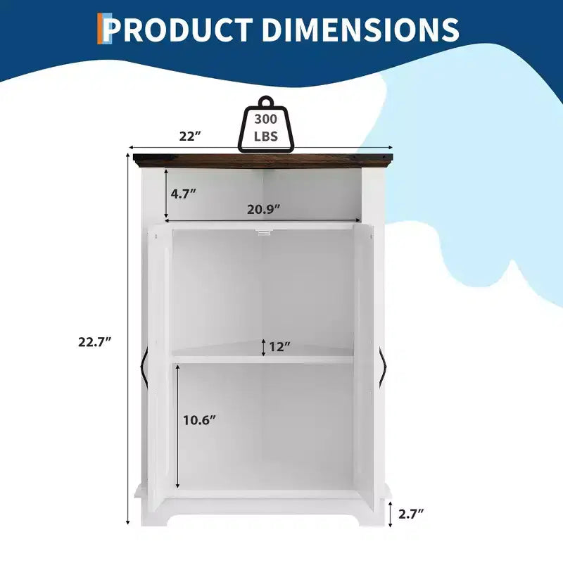 Petit meuble d'angle 22 Triangle pour salle de bain, cuisine, salon, blanc