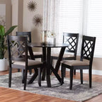 Baxton Studio Adina Modern Sand Fabric and Dark Brown Wood 5-Piece Dining Set