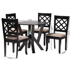 Ensemble de salle à manger 5 pièces Baxton Studio Adina en tissu sable et bois marron foncé de style moderne