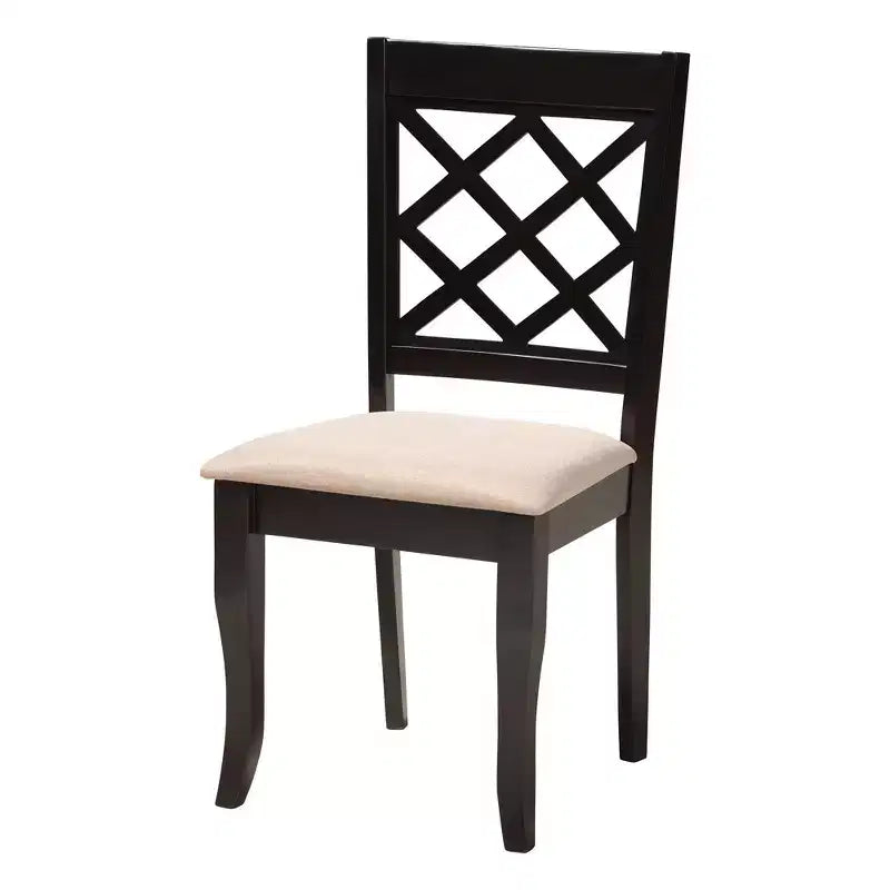 Ensemble de salle à manger 5 pièces Baxton Studio Adina en tissu sable et bois marron foncé de style moderne
