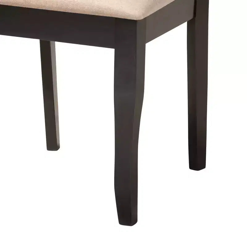 Ensemble de salle à manger 5 pièces Baxton Studio Adina en tissu sable et bois marron foncé de style moderne