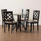 Ensemble de salle à manger 5 pièces Baxton Studio Adina en tissu sable et bois marron foncé de style moderne