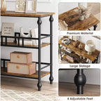 43 Industrial Console Table with 3 Tiers, Narrow Entryway and Sofa Table with Shelves, Space-Saving Design for Hallway, Living Room, Small Areas