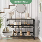 43 Industrial Console Table with 3 Tiers, Narrow Entryway and Sofa Table with Shelves, Space-Saving Design for Hallway, Living Room, Small Areas