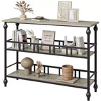 43 Industrial Console Table with 3 Tiers, Narrow Entryway and Sofa Table with Shelves, Space-Saving Design for Hallway, Living Room, Small Areas