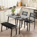 Ensemble de salle à manger 5 pièces en bois, banc rembourré et 2 chaises, ensemble de dînette peu encombrant pour studio, cuisine, salle à manger