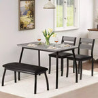 Ensemble de salle à manger 5 pièces en bois, banc rembourré et 2 chaises, ensemble de dînette peu encombrant pour studio, cuisine, salle à manger